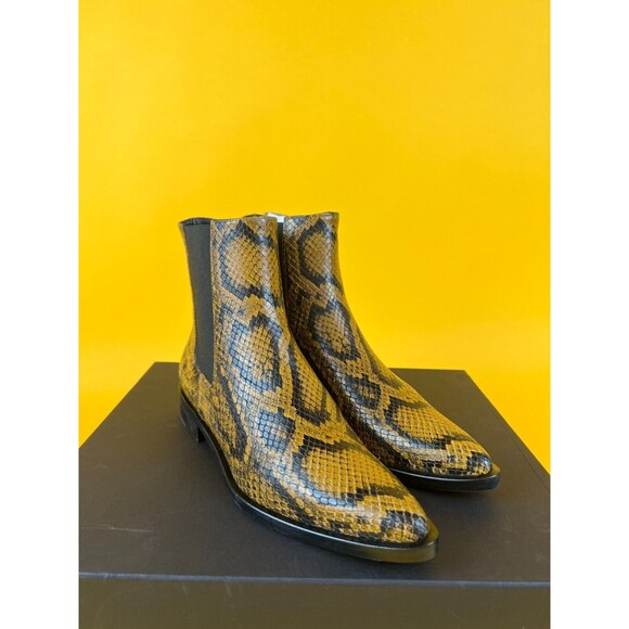 Freda Salvador Joan Chelsea Boots Womens 5 M Brass Snake Embossed Leather NWB - Picture 2 of 12